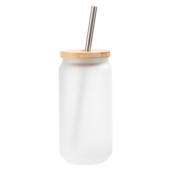 Sublimations - Glasbecher mit Edelstahl-Trinkhalm 520ml