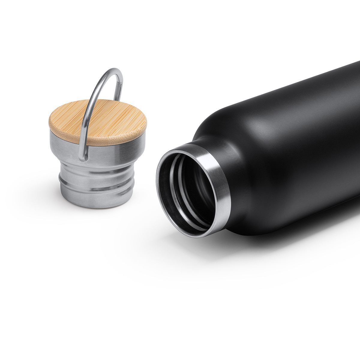 Thermoflasche mit Korkboden und Bambusdeckel 650ml