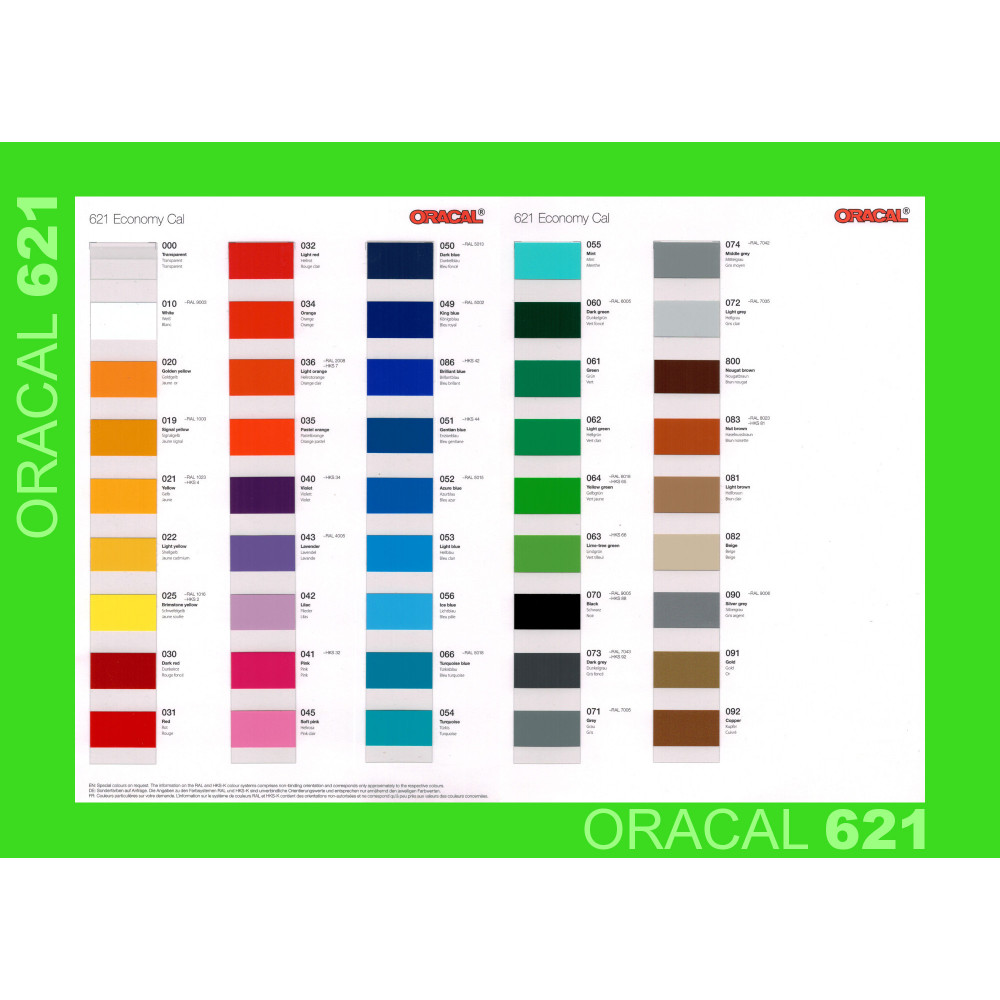 Oracal 621 Glänzende Vinylfolie Oracal 621 Glänzende Vinylfolie