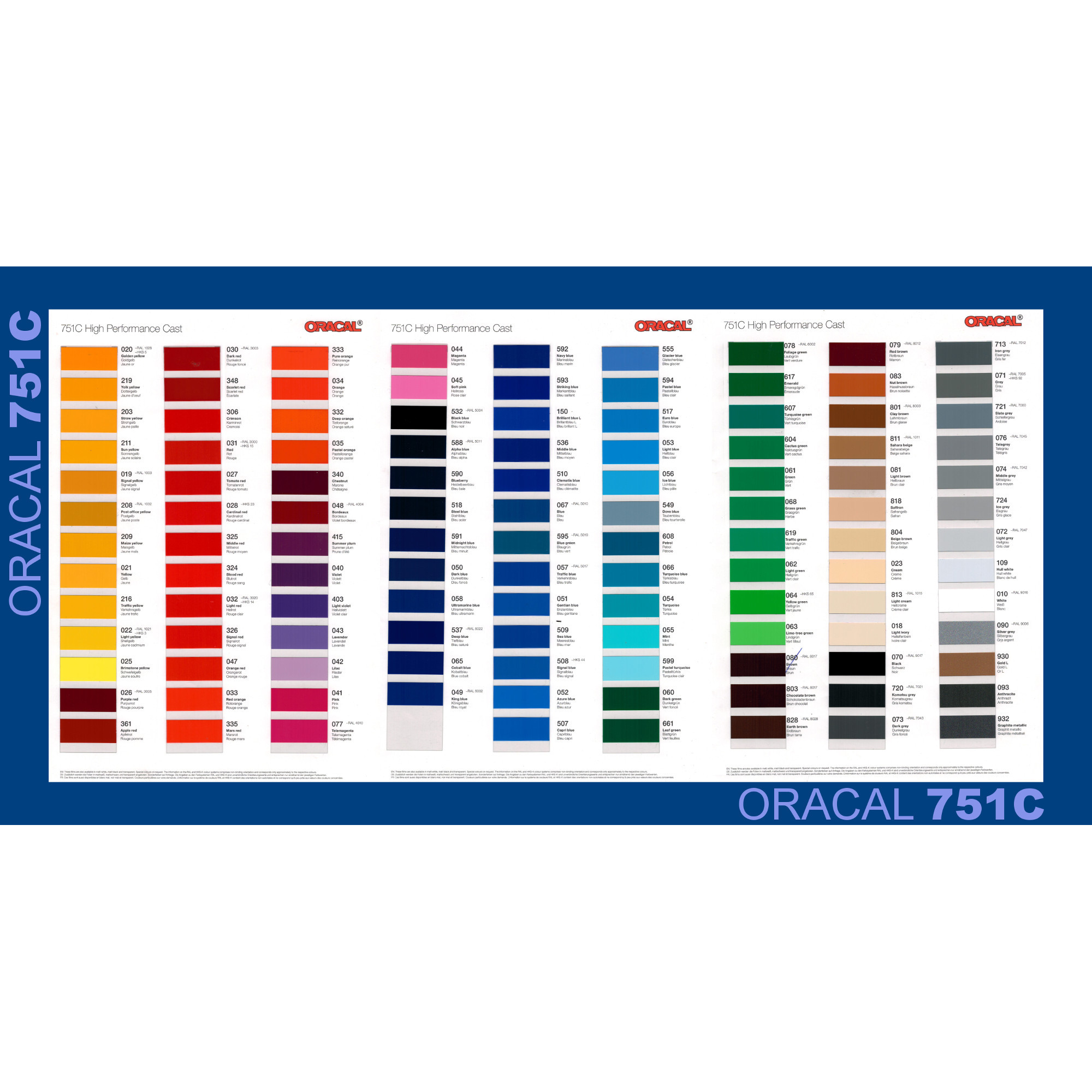 Oracal 751C High Performance Cast - Glänzende Vinylfolie Oracal 751C High Performance Cast - Glänzende Vinylfolie