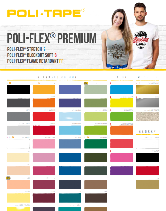 Poli-Flex Premium/Blockout Soft/Stretch/Flame Retardant Farbkarte