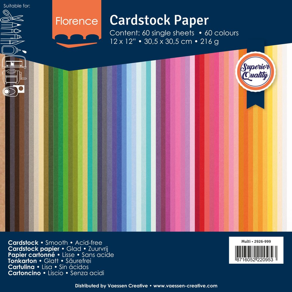 Florence Cardstock Papier Multipack 30,5 x 30,5 cm (216 g) 60er-Pack