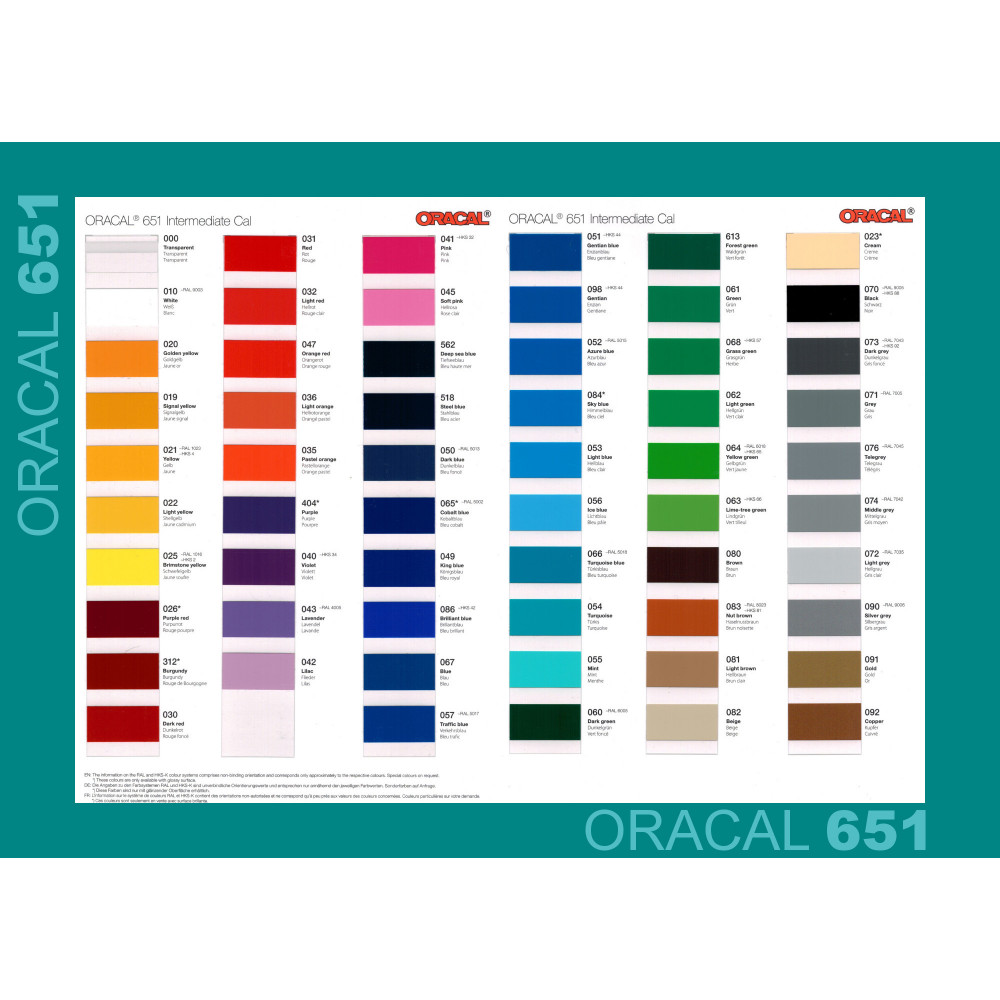 Oracal 651M Matte Vinylfolie Oracal 651M Matte Vinylfolie