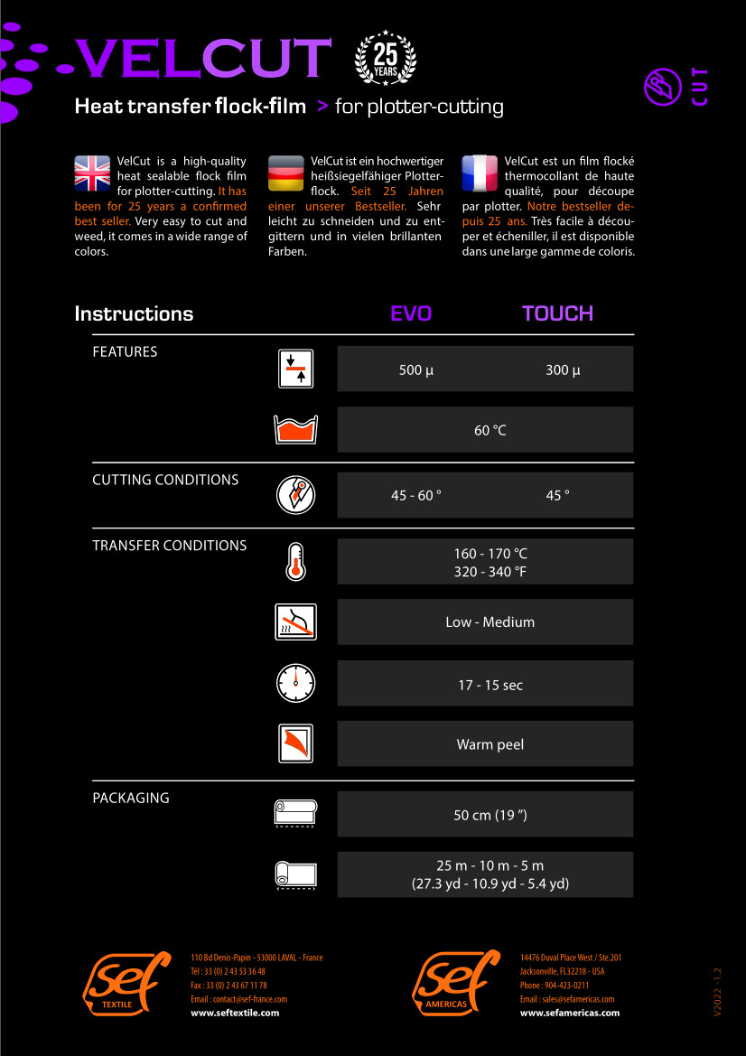 Farbkarte Sef VelCut Evo/Touch