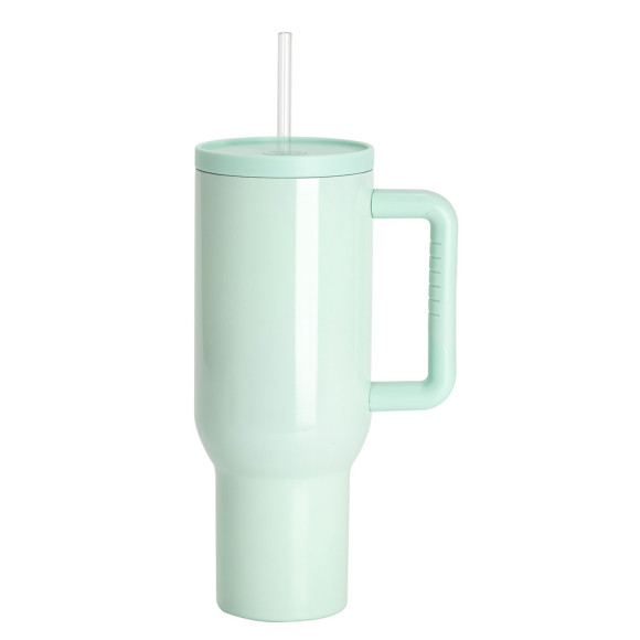 Sublimation Thermobecher mit Deckel, Griff & Trinkhalm 1200ml