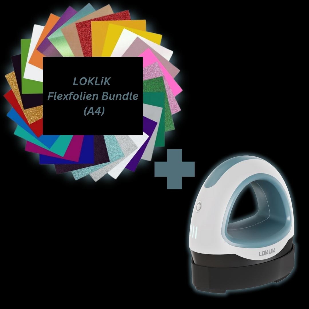 LOKLiK Mini Heat Press™ Transferpresse + Flexfolien Bundle A4