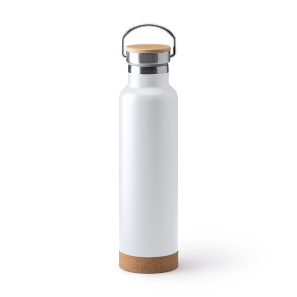 Thermoflasche mit Korkboden und Bambusdeckel 650ml