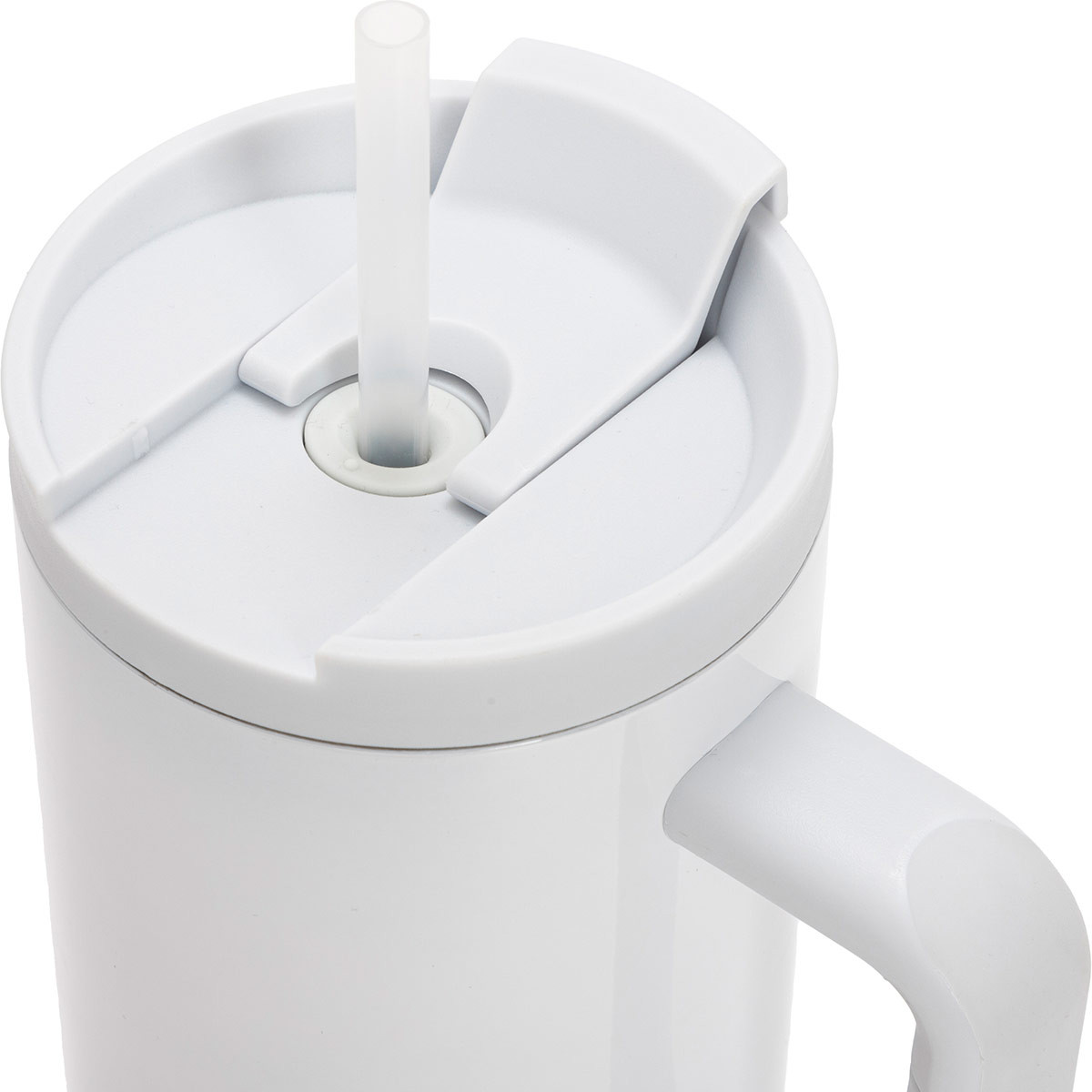 Sublimation Thermobecher mit Deckel, Griff, Trinkhalm & Flipdeckel 1200ml, weiß