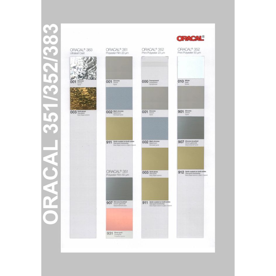 Oracal 383 Ultraleaf Cast - Metallische 3D-Vinylfolie Seite, Text