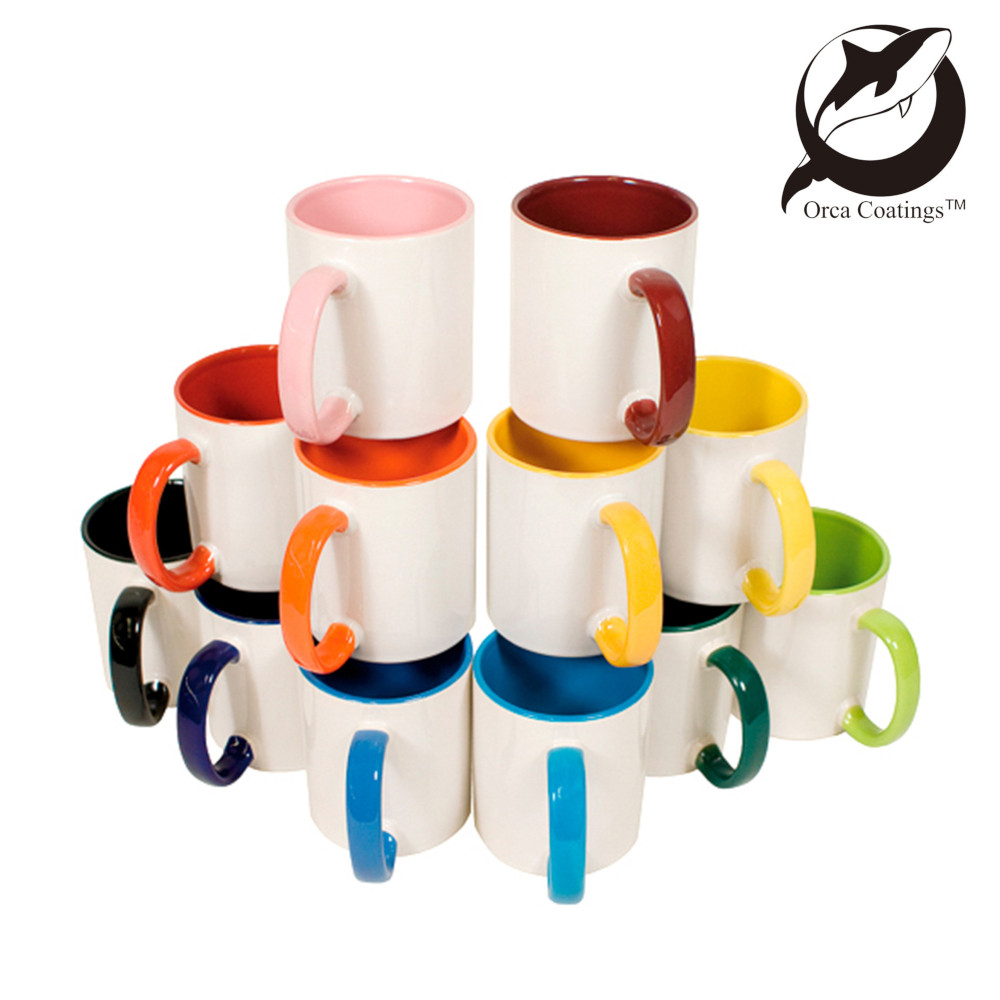 Orca Coatings Sublimationstasse Two Tones & Handle - 11oz Pokal, Getränk, Kaffee, Kaffeetasse