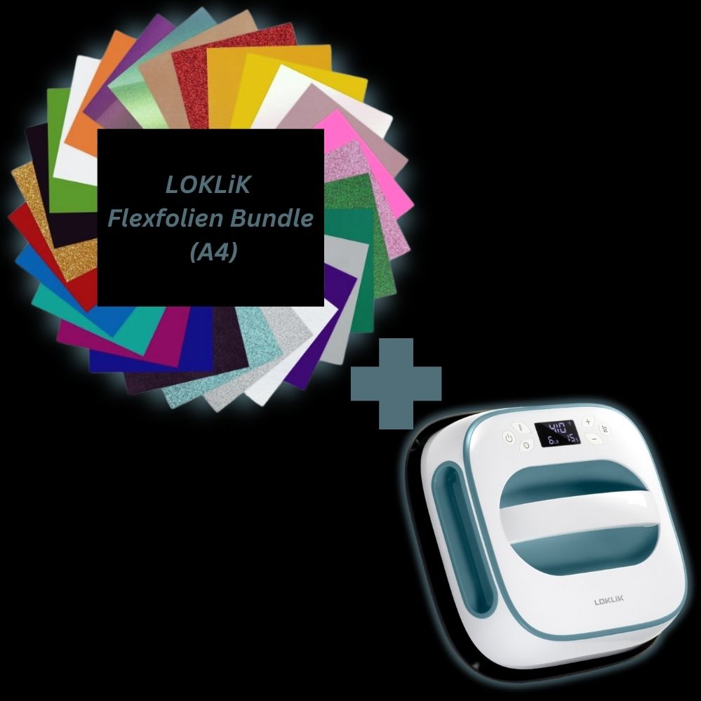 LOKLiK Easy Heat Press™ Transferpresse + Flexfolien Bundle A4