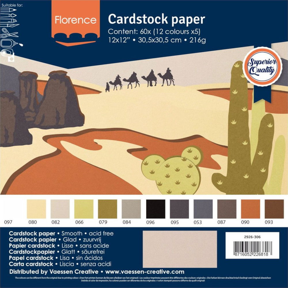 Florence Cardstock Papier Erdfarben 30,5 x 30,5 cm (216 g) - 60 Stück