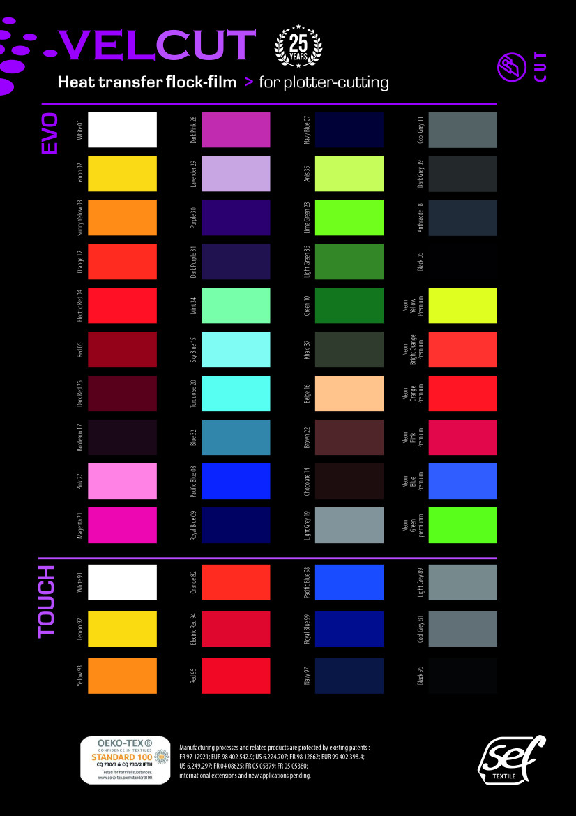 Farbkarte Sef VelCut Evo/Touch