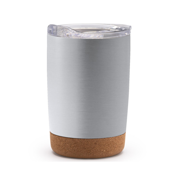 Siebdruck Edelstahlbecher mit Korkboden & Doppelwand 380ml