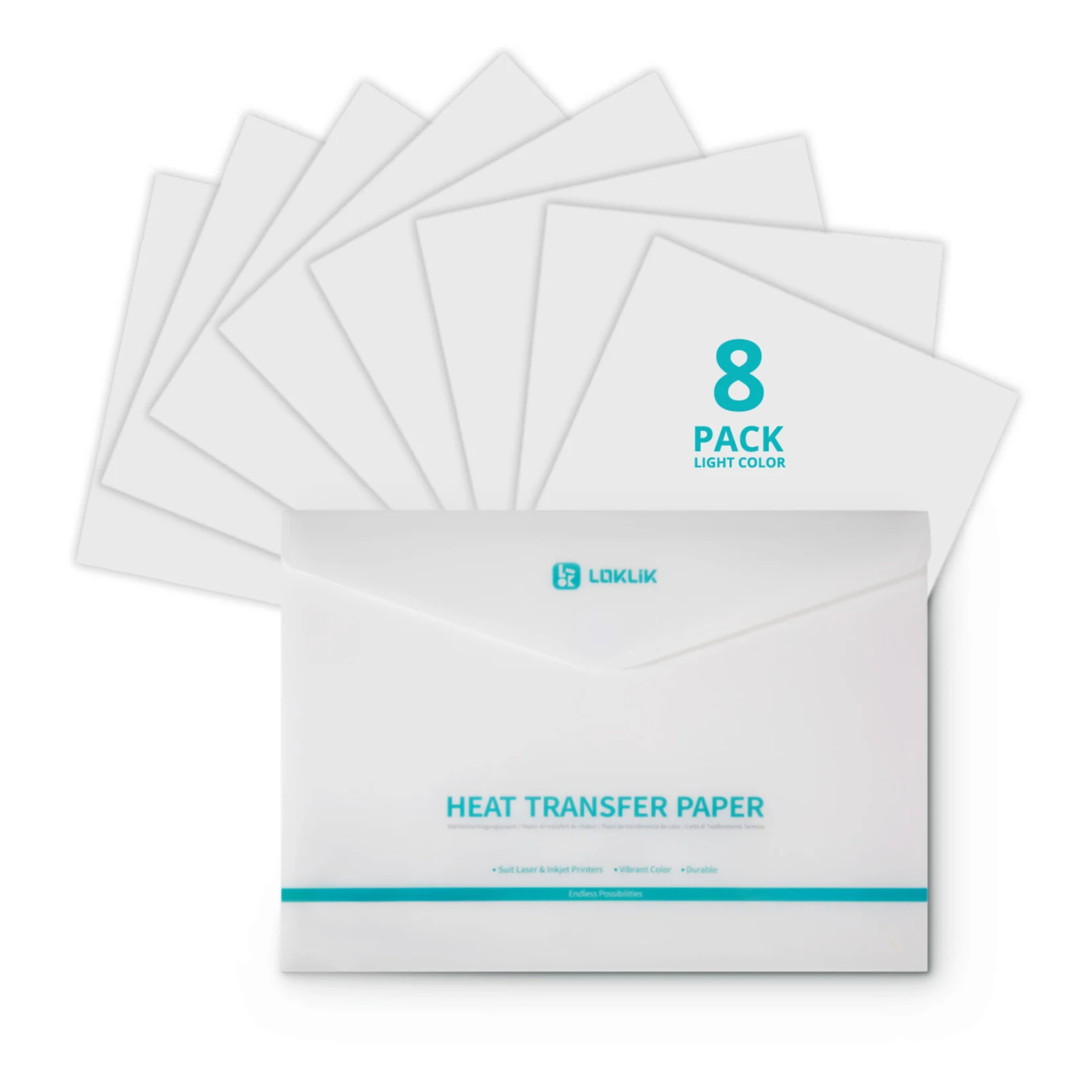 LOKLIK Transferpapier für helle Textilien A4 - 8 Stück