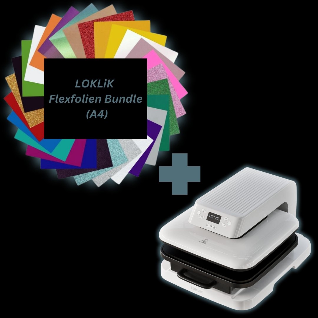 LOKLiK Auto Heat Press™ Transferpresse + Flexfolien Bundle A4