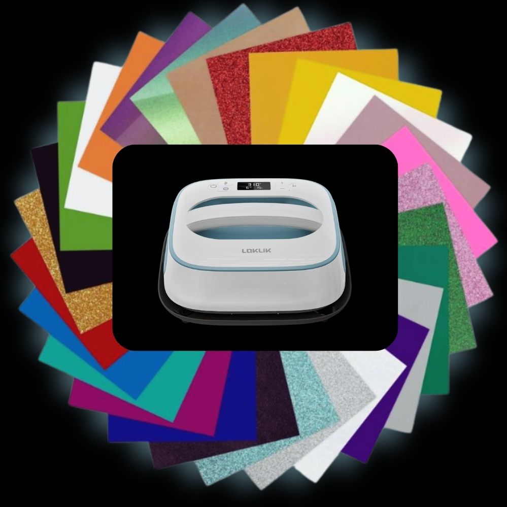 LOKLiK Easy Heat Press™ Transferpresse + Flexfolien Bundle A4