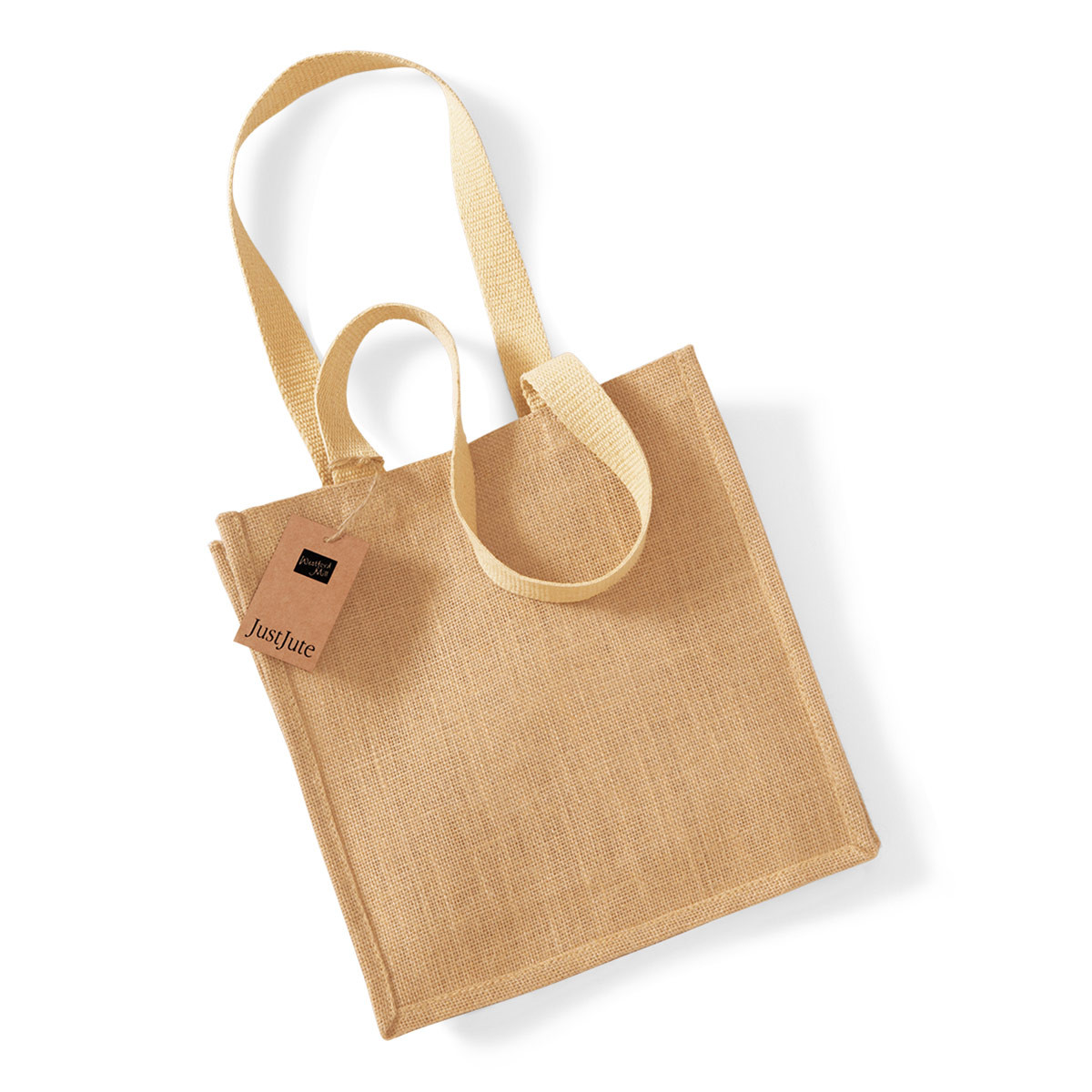 Westford Mill Jute Kompakt Tote W406 OneSize - mit Baumwollhenkel