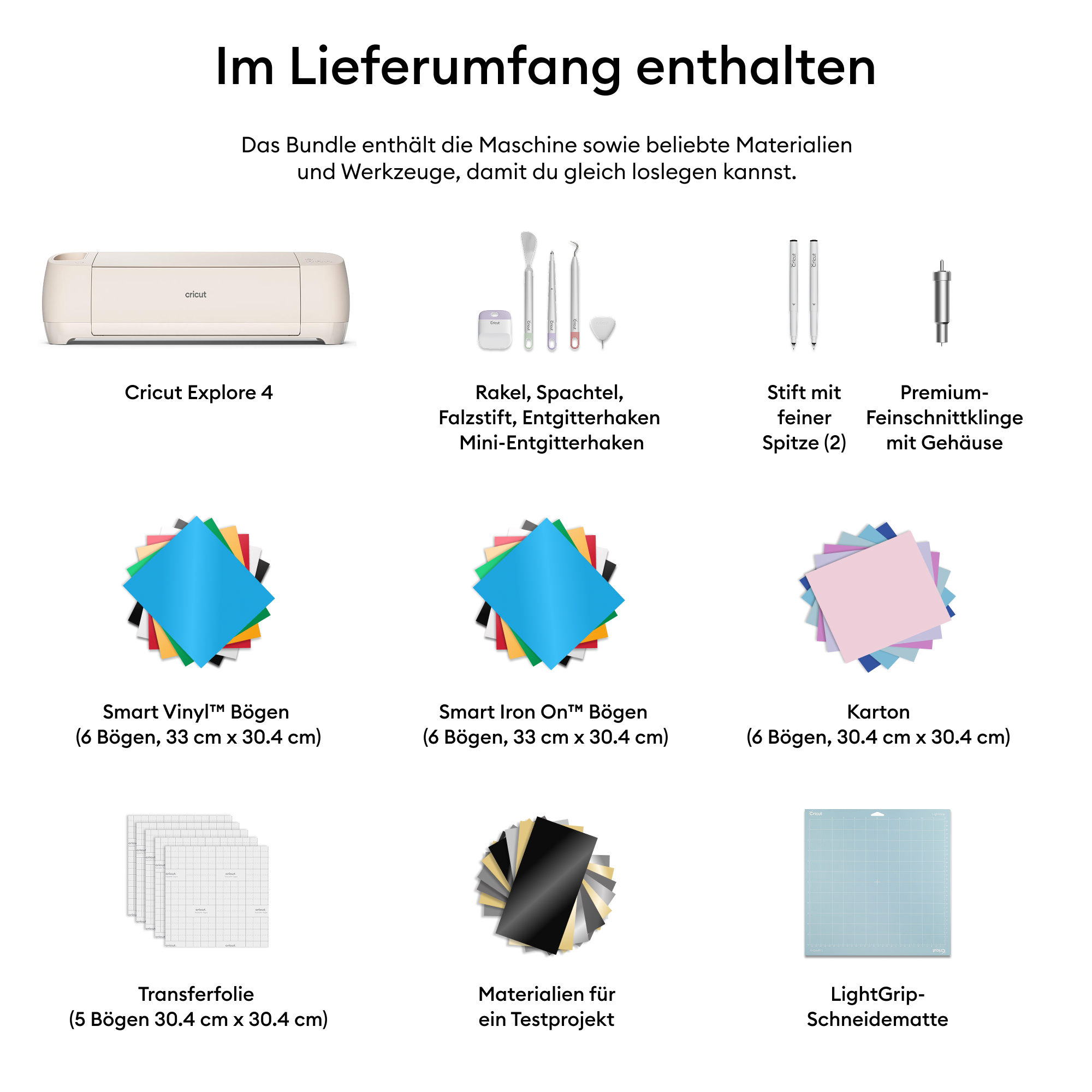 Cricut 2011287 Explore 4 Schneideplotter - Muschelweiß inkl. Essentials Bundle