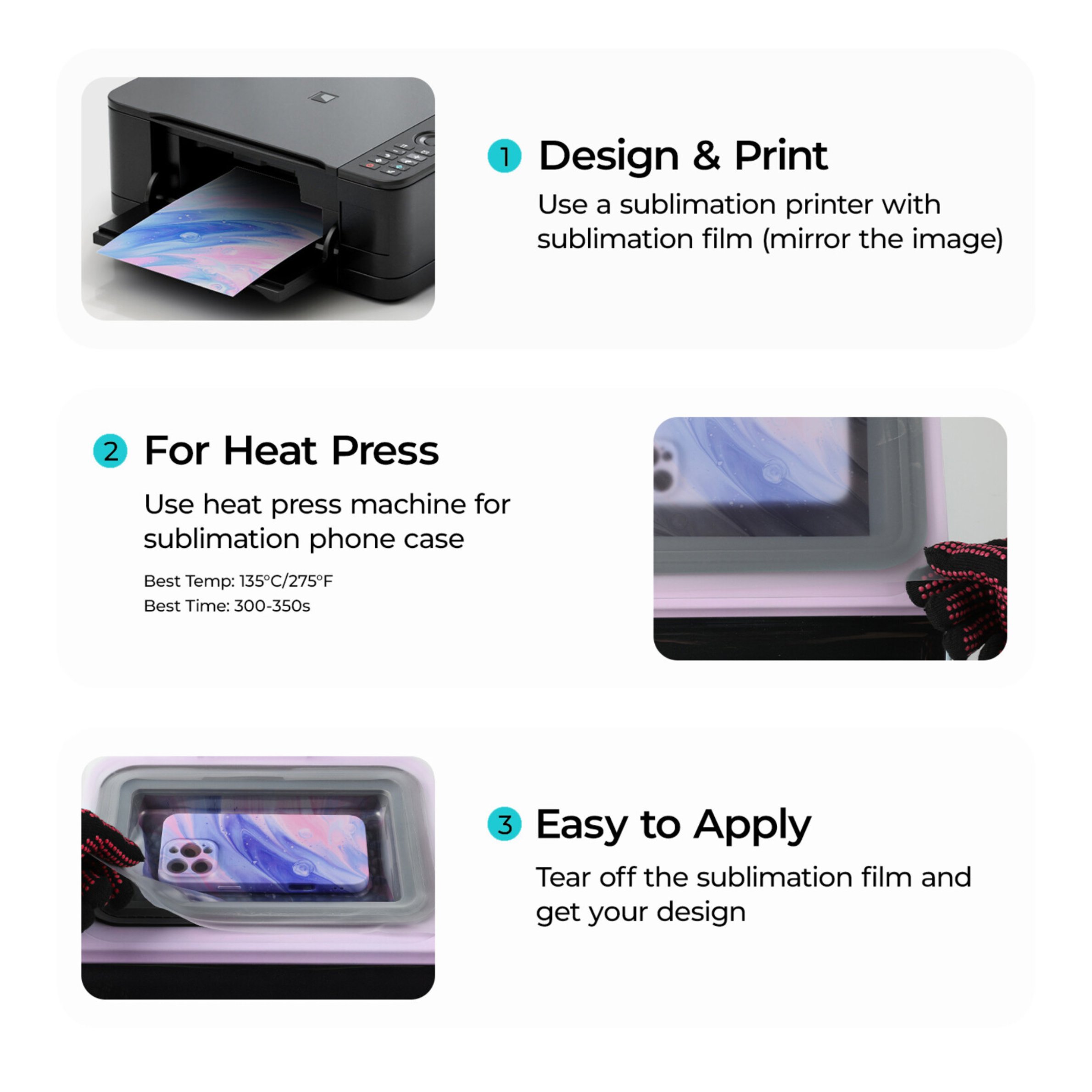 LOKLiK Sublimationsfolie für Phone Case Heat Press– 20 Stück