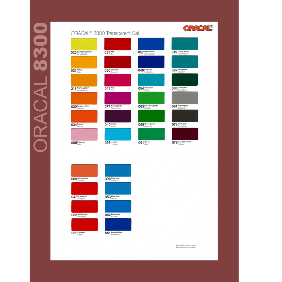 Oracal 8300 Transparente Vinylfolie Farbbehälter, Palette
