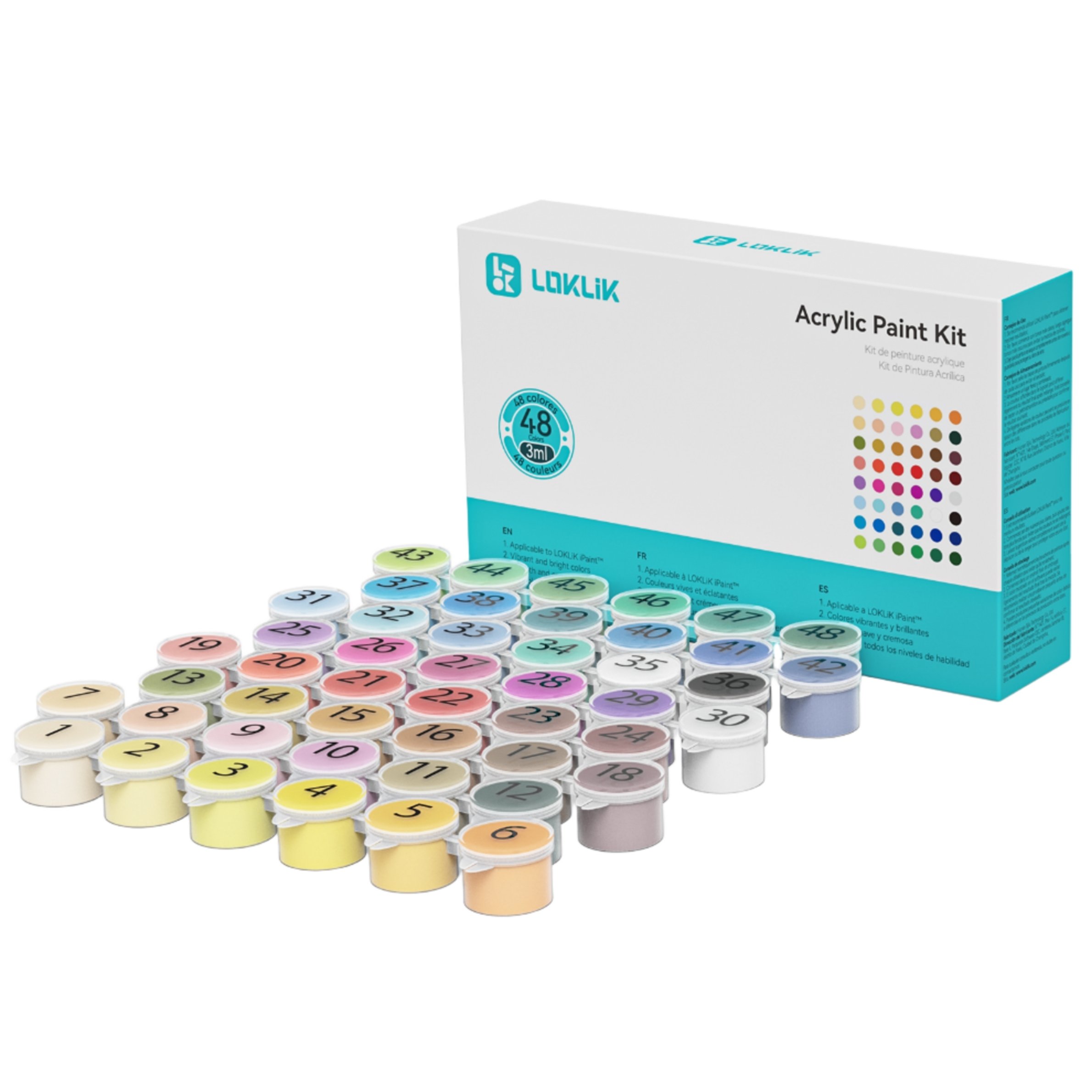 LOKLiK iPaint Acrylfarben-Set – 48 Farben (je 3 ml)