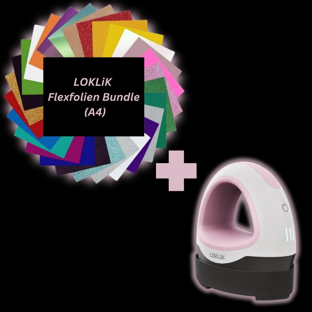 LOKLiK Mini Heat Press™ Transferpresse + Flexfolien Bundle A4