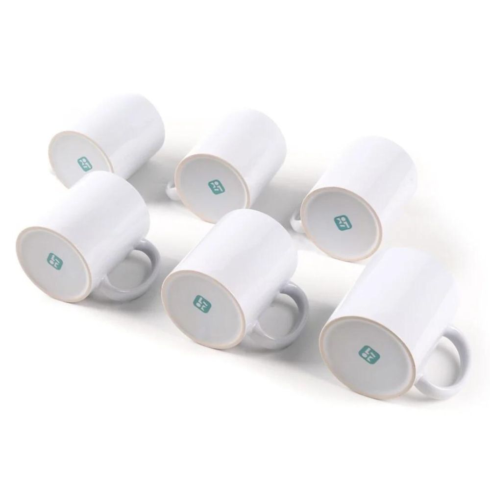 Coloch 6er Set Sublimationstassen Aus Emaille – 340 Ml, Weiß Mit Silbernem Rand, Für Kaffee & Tee